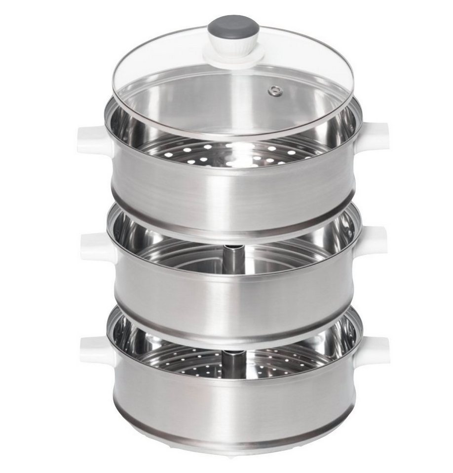 KeMar Kitchenware 4-in-1-Dampfgarer KFS-3000, 1200,00 W, Wassertank aus Edelstahl Dämpfkörbe aus Edelstahl, Glasdeckel – Bild 4 von 5