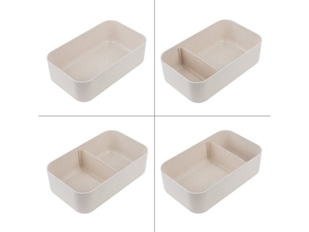KeMar Kitchenware Lunchbox HuskKBundleset6-1, Zellulose,Polypropylen, (Set, 6-tlg., LUNCHBOX, BROTDOSE, BENTOBOX, BAMBUS DECKEL, 6 TEILE), 1,1 Liter mit Bambus  – Bild 3 von 5