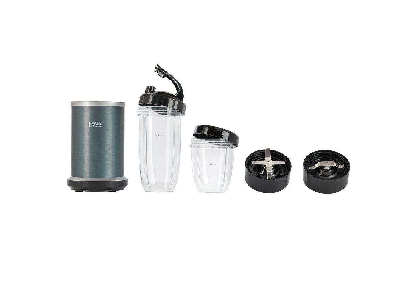 KeMar Kitchenware Standmixer KSB-100G, 1000 W, 2 Becher, 2 Klingen, Deckel + Trinkdeckel, Smoothiemaker, Mixer – Bild 2 von 5