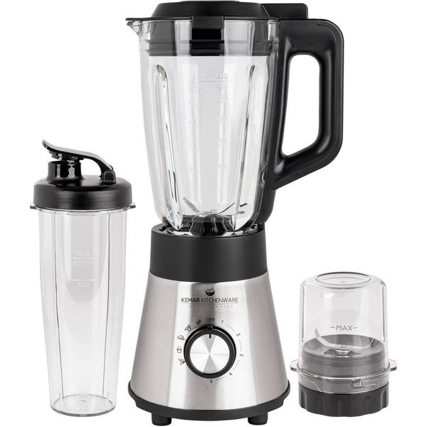 KeMar Kitchenware Standmixer KSB-170, 1000 W, Glasbehälter, 2Go Trinkbecher, 50 ml Grinder, abschraubbare Klinge