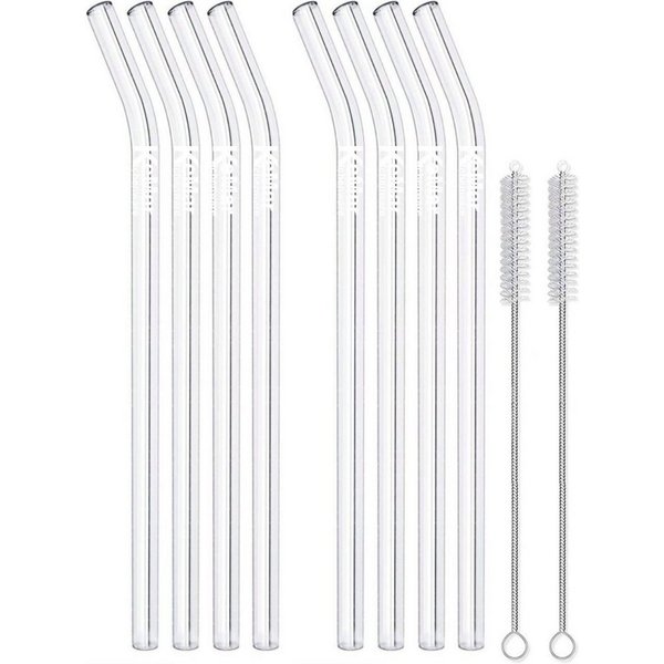 KeMar Kitchenware Trinkhalme Glastrinkhalme, (verschiedene Sets, 4-tlg., nach Auswahl), aus Borosilikat Glas