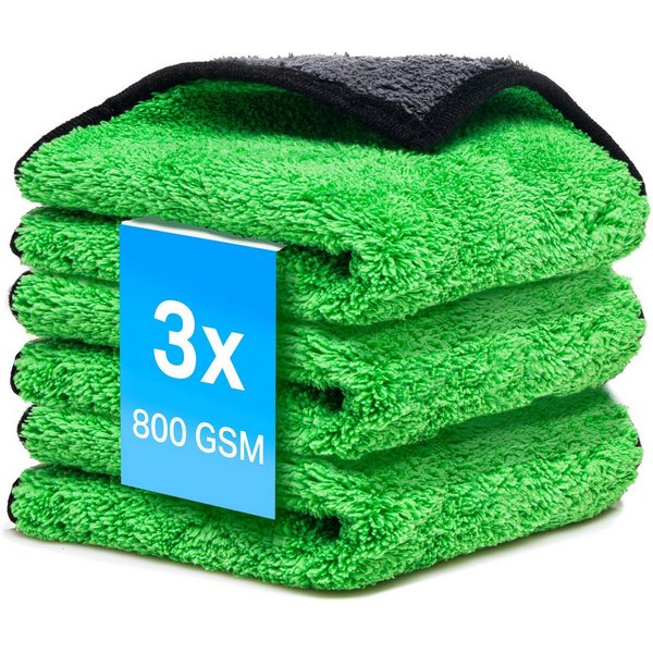 Kemes Mikrofasertücher 800 GSM extrem saugstarke Mikrofasertuch (3PCS) Mikrofasertuch (80% Polyester 20% Polyamid, 30x30 cm, Packung, 3-tlg., 3 x Mikrofasertuch