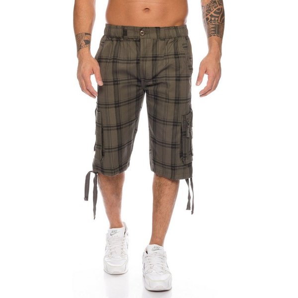 Kendindza Cargoshorts 3/4 Bermuda Shorts Herren, Kurze Hose Herren, Cargobermuda Taschen Knopf Reißverschluss Cargohose