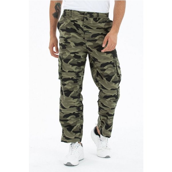 Kendindza Collection Cargohose Zipp Off Cargohose Dehnbund Arbeitshose Feldhose Bundeswehr Cargo Hose elastischer Gummibund Tarnhose Bundhose Camouflage