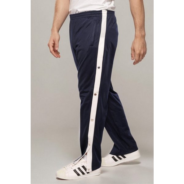 Kendindza Collection Jogginghose Knopfhose Jogginghose mit Druckknöpfen Sporthose Herren Relaxhose Tunnelzug Gummibund Streifen Knöpfe