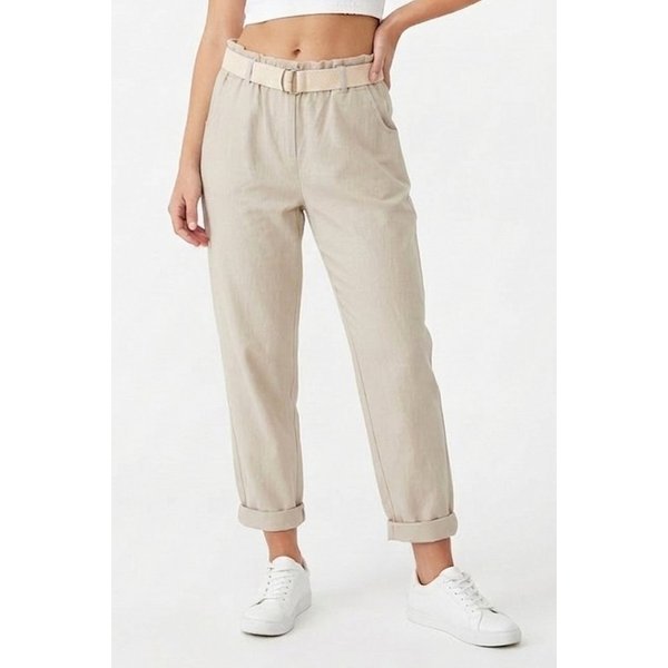 Kendindza Collection Stretch-Hose Damen Chino Hose Stretch mit Gürtel Stoffhose Damen elegant Loose Fit Weiches Material - Loose Fit - weiter geschnitten - Gürt
