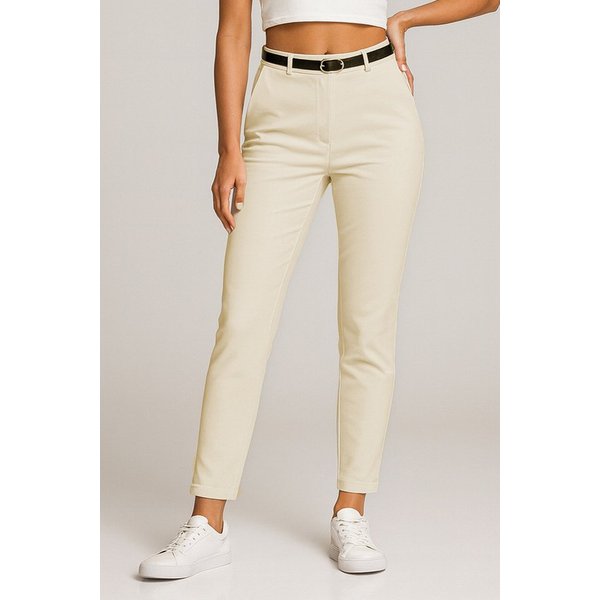 Kendindza Collection Stretch-Hose Damen Hose Stretch mit Gürtel Stoffhose Damen elegant lang Elastisch Chinohose Damen