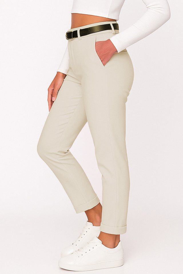 Kendindza Collection Stretch-Hose Damen Hose Stretch mit Gürtel Stoffhose Damen elegant lang Elastisch Chinohose Damen – Bild 2 von 4