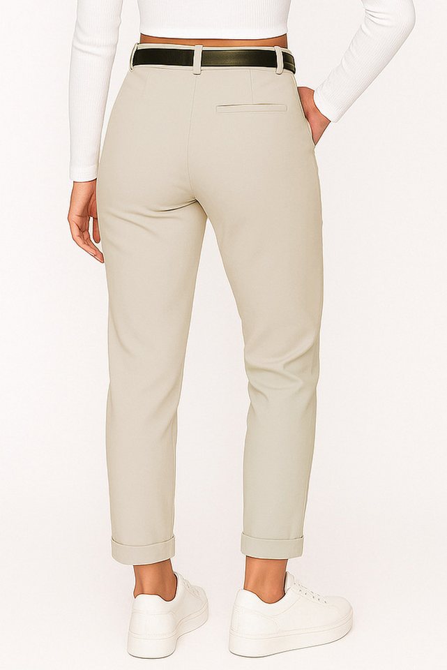 Kendindza Collection Stretch-Hose Damen Hose Stretch mit Gürtel Stoffhose Damen elegant lang Elastisch Chinohose Damen – Bild 3 von 4