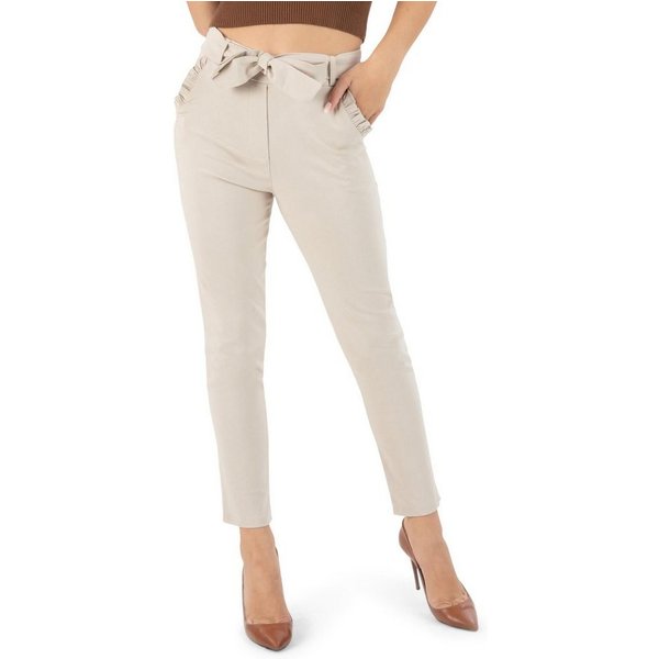 Kendindza Collection Stretch-Hose Stretch Damen Hose elegant Schleife High Waist Stoffhose Schlupfhose elastischer Bund ohne Reißverschluss stretch elastisch