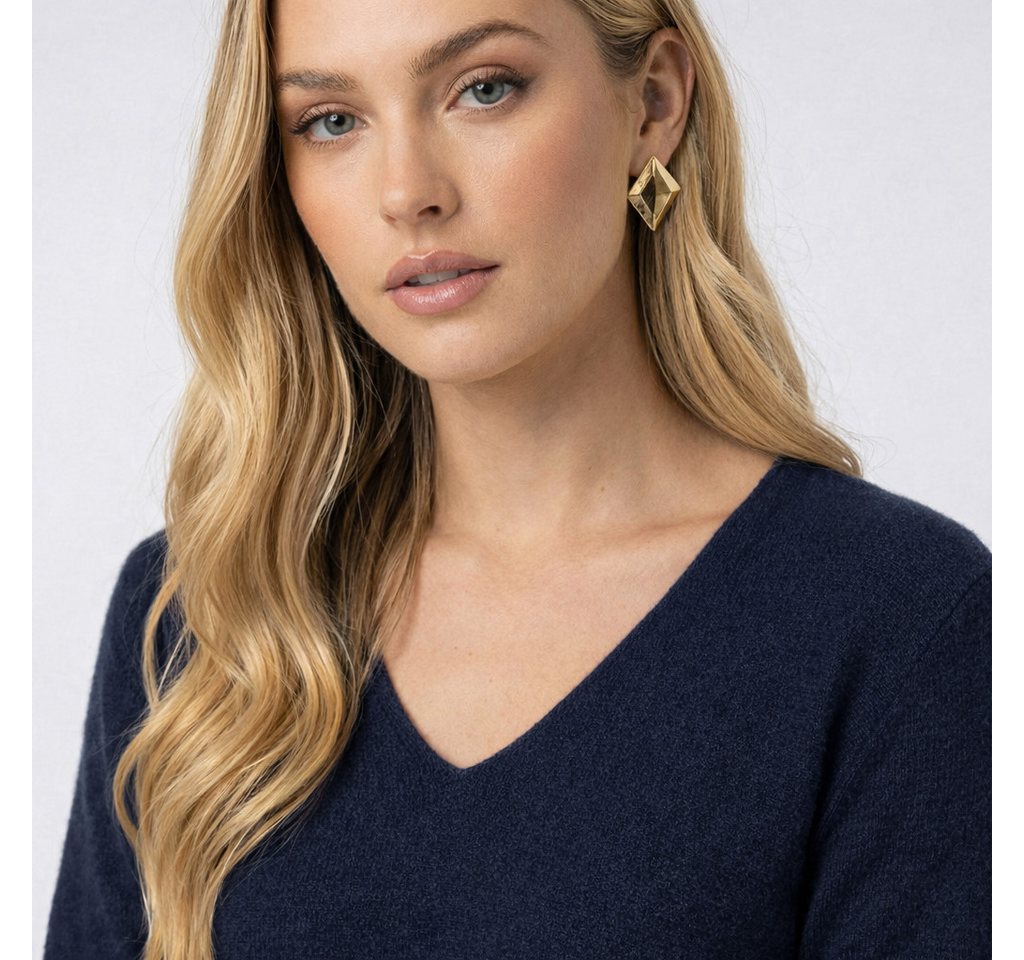 Kendindza Collection V-Ausschnitt-Pullover Damen Strickpullover V-Ausschnitt Feinstrick Basic Sweater Langarm Made in Italy - Weicher Viskose-Wolle Mix - One Si – Bild 5 von 5