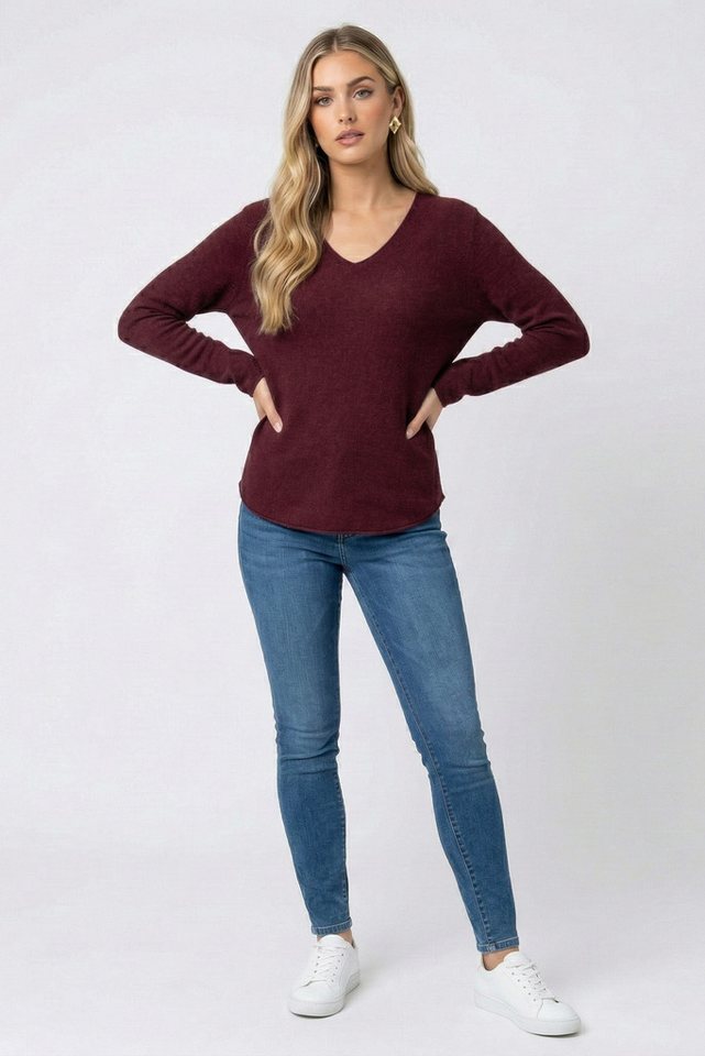 Kendindza Collection V-Ausschnitt-Pullover Damen Strickpullover V-Ausschnitt Feinstrick Basic Sweater Langarm Made in Italy - Weicher Viskose-Wolle Mix - One Si – Bild 2 von 5