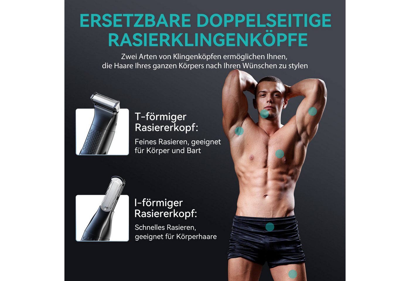 Kensen Haarschneider Intimrasierer Mann, kensen 2 in 1 Rasierer Herren Intimbereich – Bild 3 von 5