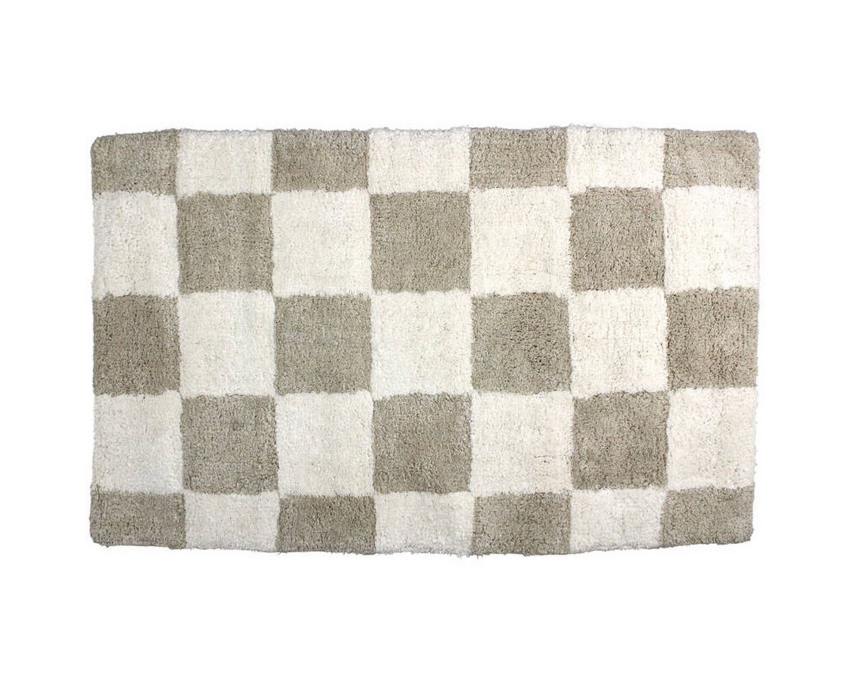 Kersten BV Badematte Badematte CHECKER taupe creme, 50x80cm, Höhe 1,5 mm, 100% Baumwolle – Bild 5 von 5