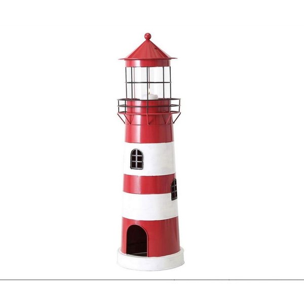 BOLTZE Kerzenlaterne Boltze Leuchtturm Laterne 64 cm rot / weiß