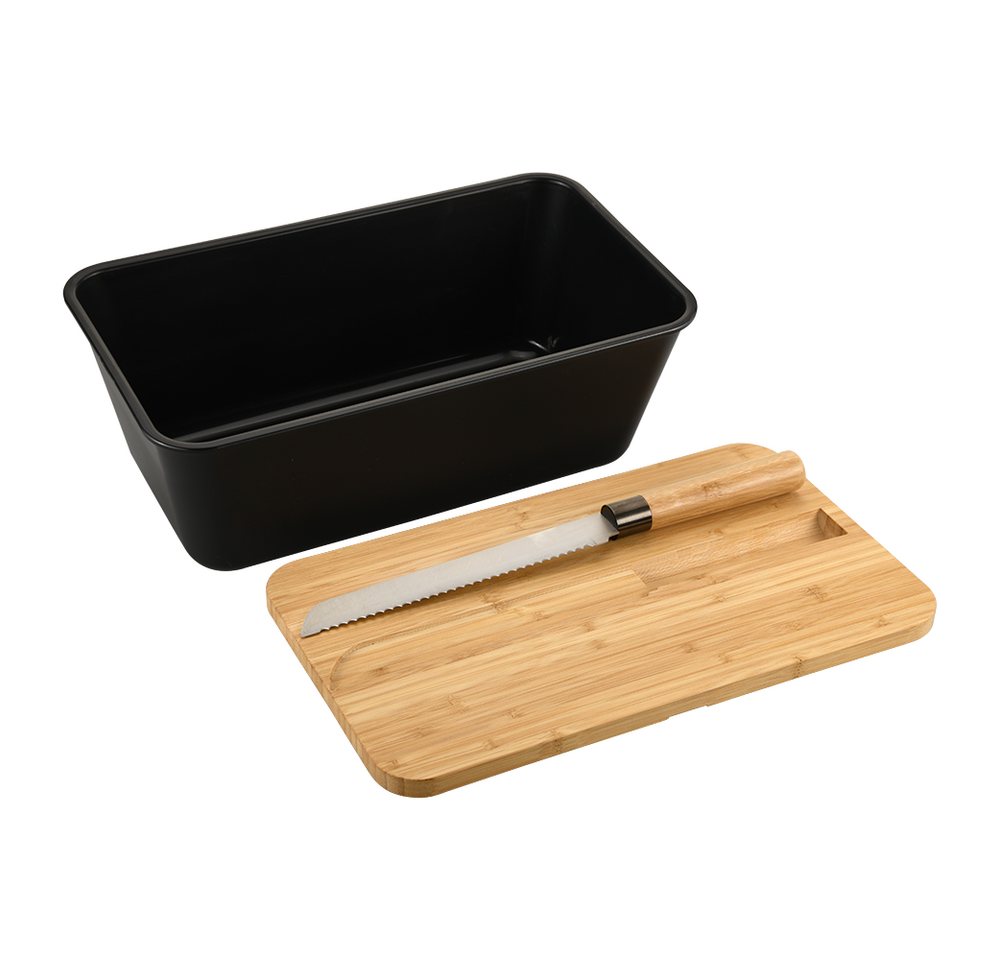 KESPER® Brotkasten Brotbox, Bambus, Melamin, (Set, 3-tlg), inkl. integriertem Brotmesser – Bild 2 von 4
