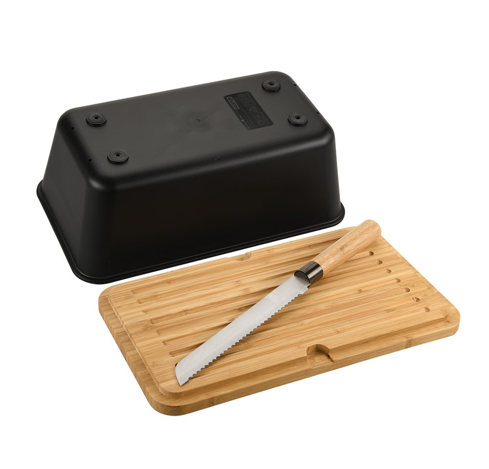 KESPER® Brotkasten Brotbox, Bambus, Melamin, (Set, 3-tlg), inkl. integriertem Brotmesser – Bild 3 von 4