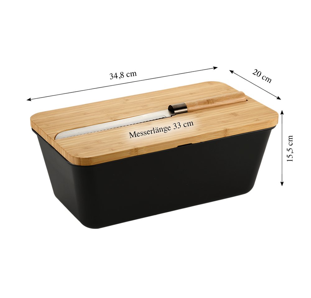 KESPER® Brotkasten Brotbox, Bambus, Melamin, (Set, 3-tlg), inkl. integriertem Brotmesser – Bild 4 von 4