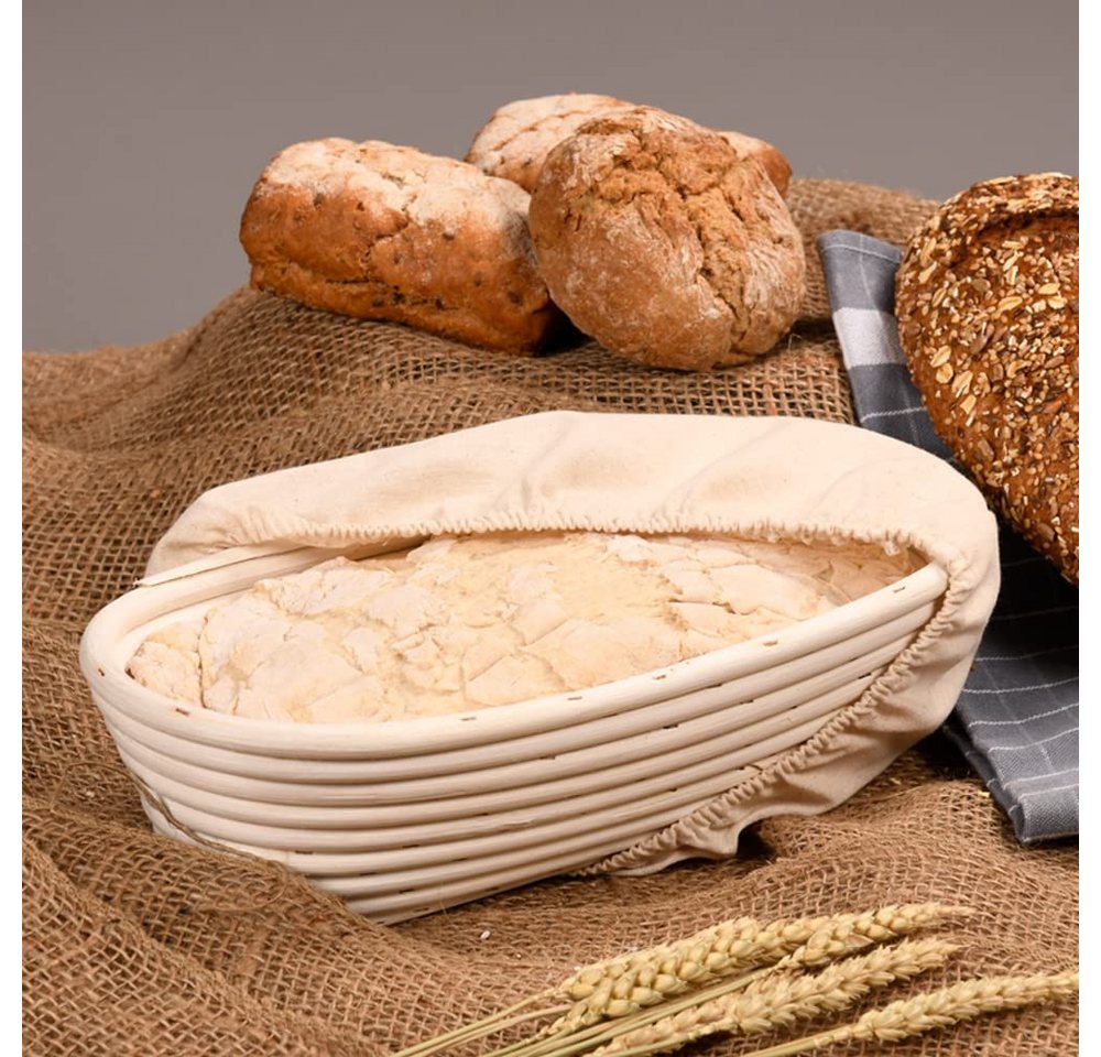 Kesper Gärkorb Gärkörbchen Rattan, Textilfutter (abnehmbar), Maße: 35,5 x 15,5 x 9 cm, Farbe: Natur – Bild 2 von 5