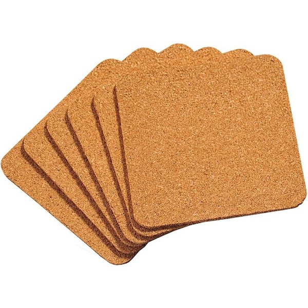 KESPER® Glasuntersetzer Untersetzer eckig für Gläser aus Kork, 6er Set, Braun, 1-tlg.