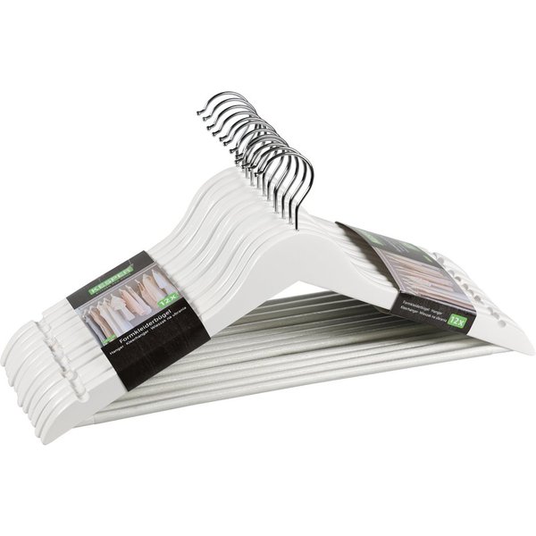 KESPER® Kleiderbügel Formkleiderbügel, 12er Pack, FSC® zertifiziert, (Set, 12-tlg), mit Rockkerben und Hosensteg