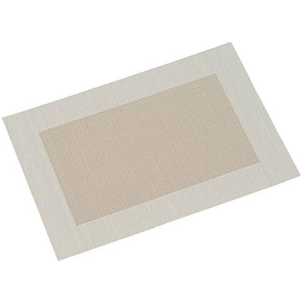 KESPER® Platzset Platzset, Tischset Woven Creme beige mit Rand 43x29cm Kunststoff, (1-St)