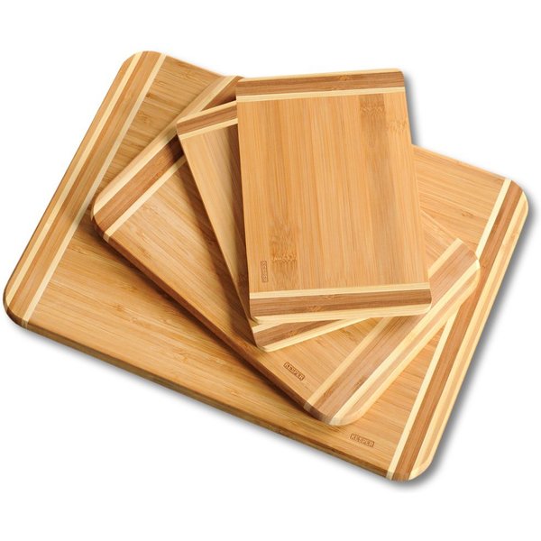 KESPER® Schneidebrett 3 verschiedene Größen, Bambus, (Set, 4-St), (1x 38x28,5x1,6 cm, 1x 28,5x20x1,6 cm, 2 x 25x15x1 cm)