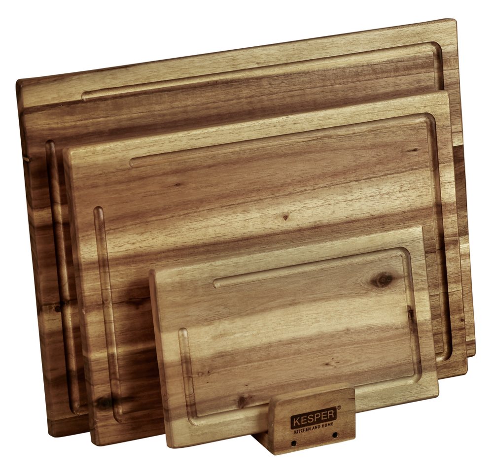 KESPER® Schneidebrett inkl. Ständer, Massivholz, (Set, 4-St), aus FSC-zertifiziertem Akazienholz – Bild 2 von 5