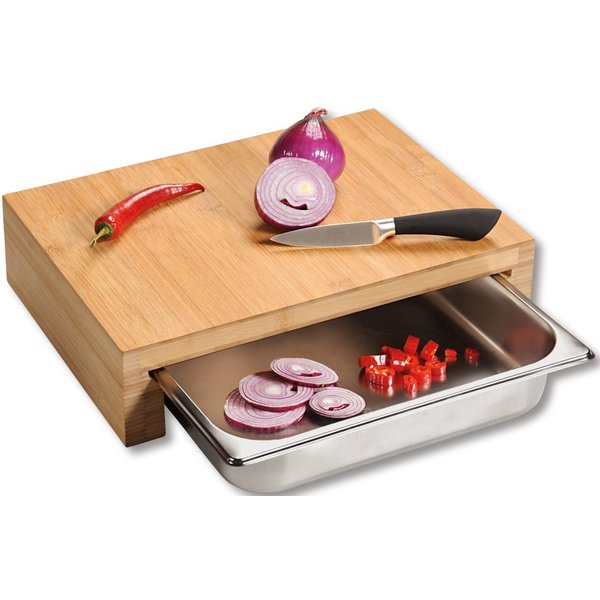 KESPER® Schneidebrett mit Auffangschale, Bambus, Edelstahl 18/10, (1-St), Gastro-Norm 1/2 (325x265 mm)