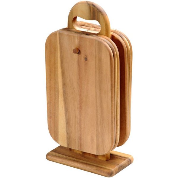 Kesper Schneidebrett Schneidebretter mit Ständer, 6er-Set, Akazienholz, Kesper, Holz, (Küchenbrett)