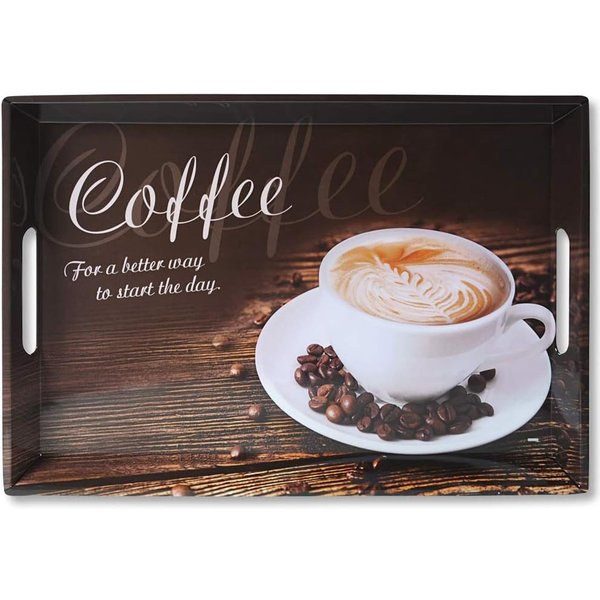 KESPER® Servierplatte Serviertablett, 77397, Motiv: Coffee, Maße: 50 x 35 x 4,5 cm, Melamin, (1-tlg)