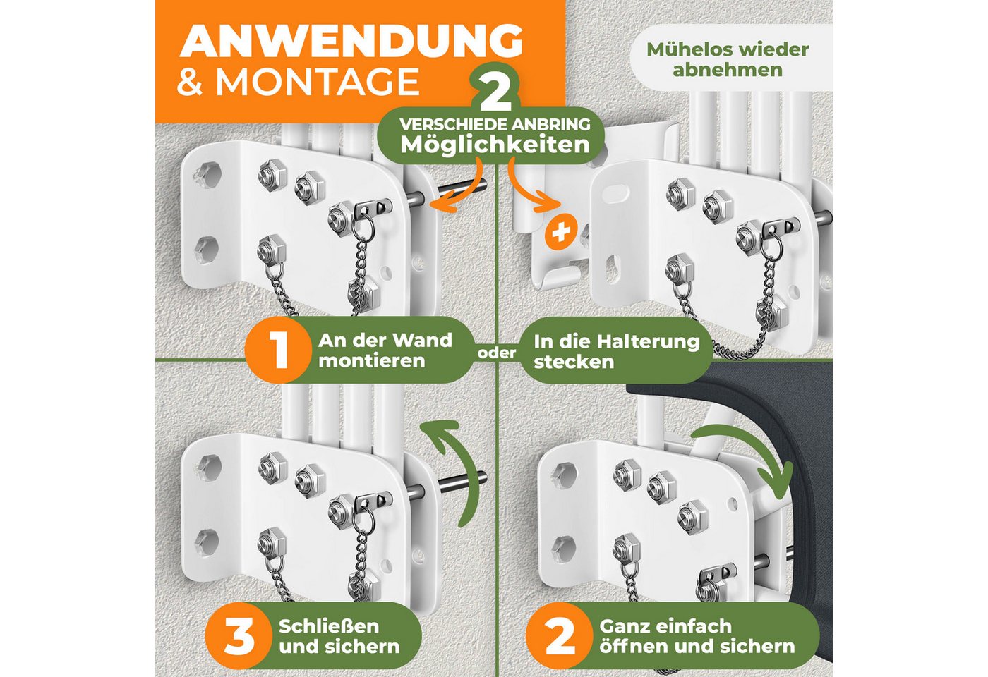 KESSER Balkonsichtschutz Balkonfächer klappbar mit Wandhalterung 140x140cm Markise Sichtschutz – Bild 3 von 5
