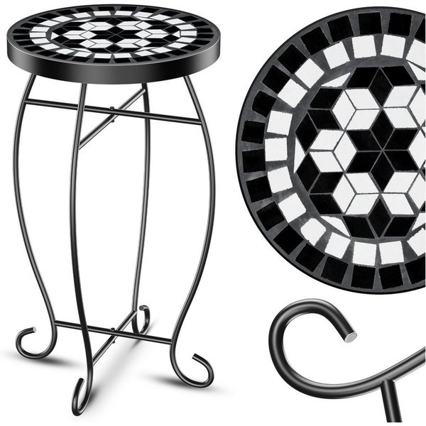 KESSER Beistelltisch, Mosaik-Platte & Metall-Gestell Bistrotisch Gartentisch Blumenhocker