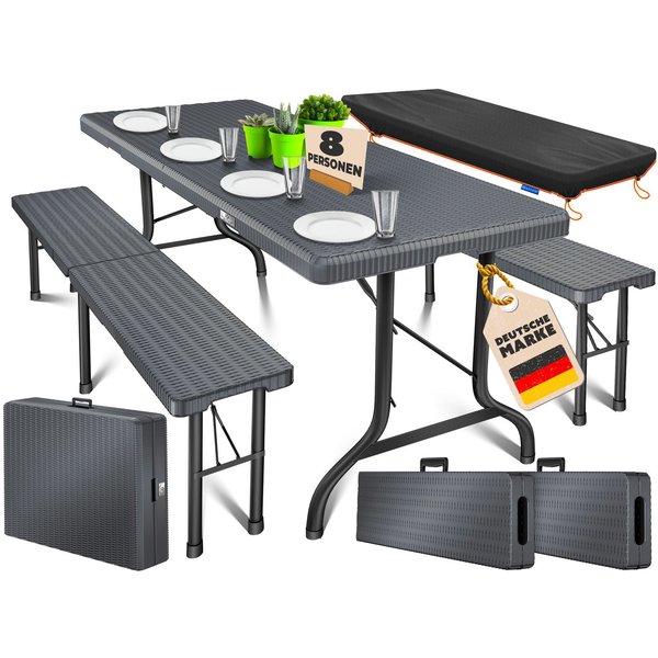 KESSER Bierzeltgarnitur, klappbar Festzeltgarnitur 3-teiliges Set mit Biertisch & 2x Bierbank