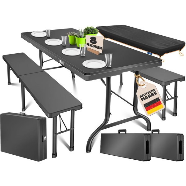 KESSER Bierzeltgarnitur, klappbar Festzeltgarnitur 3-teiliges Set mit Biertisch & 2x Bierbank