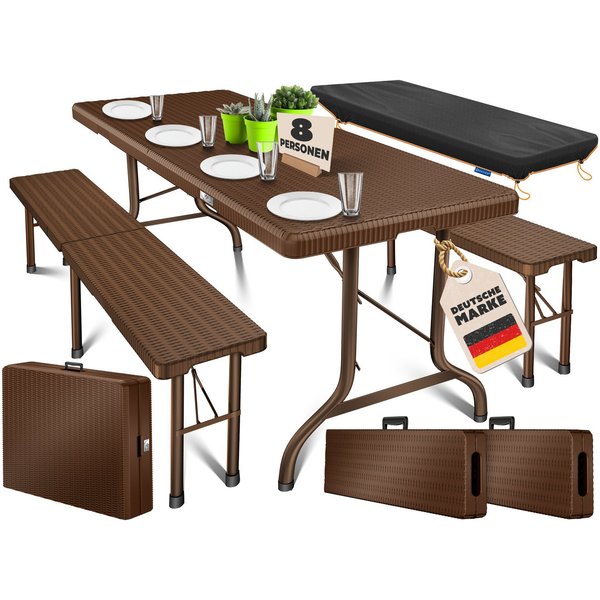 KESSER Bierzeltgarnitur, klappbar Festzeltgarnitur 3-teiliges Set mit Biertisch & 2x Bierbank