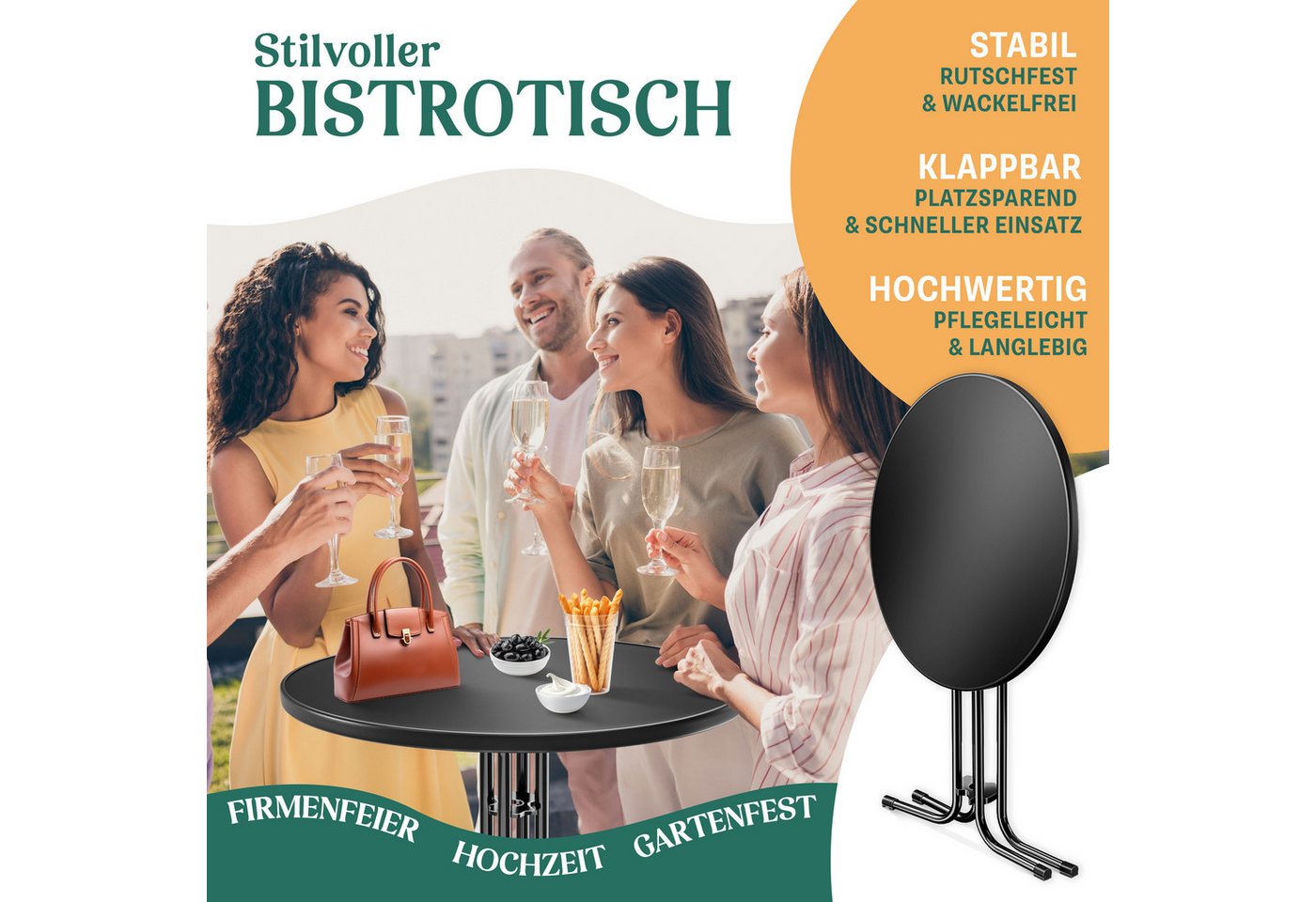 KESSER Bistrotisch (2-St), Gastro Stehtisch klappbar Gastronomie Bistrotisch rund – Bild 2 von 5