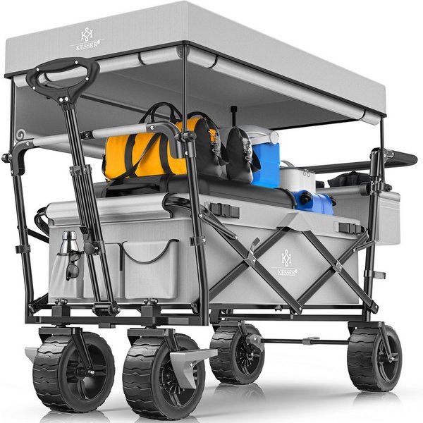 KESSER Bollerwagen, Bollerwagen faltbar GT9000 mit Dach Handwagen Transportwagen