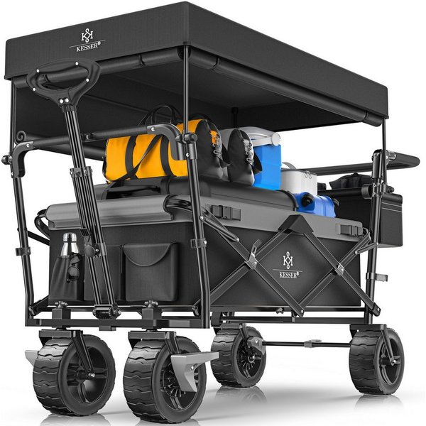 KESSER Bollerwagen, Bollerwagen faltbar GT9000 mit Dach Handwagen Transportwagen