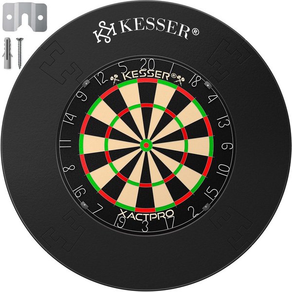 KESSER Dartscheibe Classic 45cm mit 9 Dartpfeilen mit Metallspitze und Wandschutz, Dartscheibe Sisal Professional Dartboard