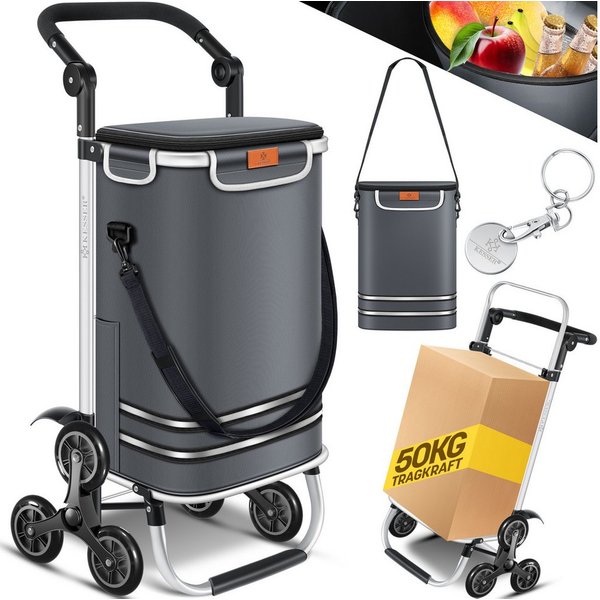 KESSER Einkaufstrolley, Einkaufstrolley mit Kühlfach ideal für Stufen belastbar bis 50kg