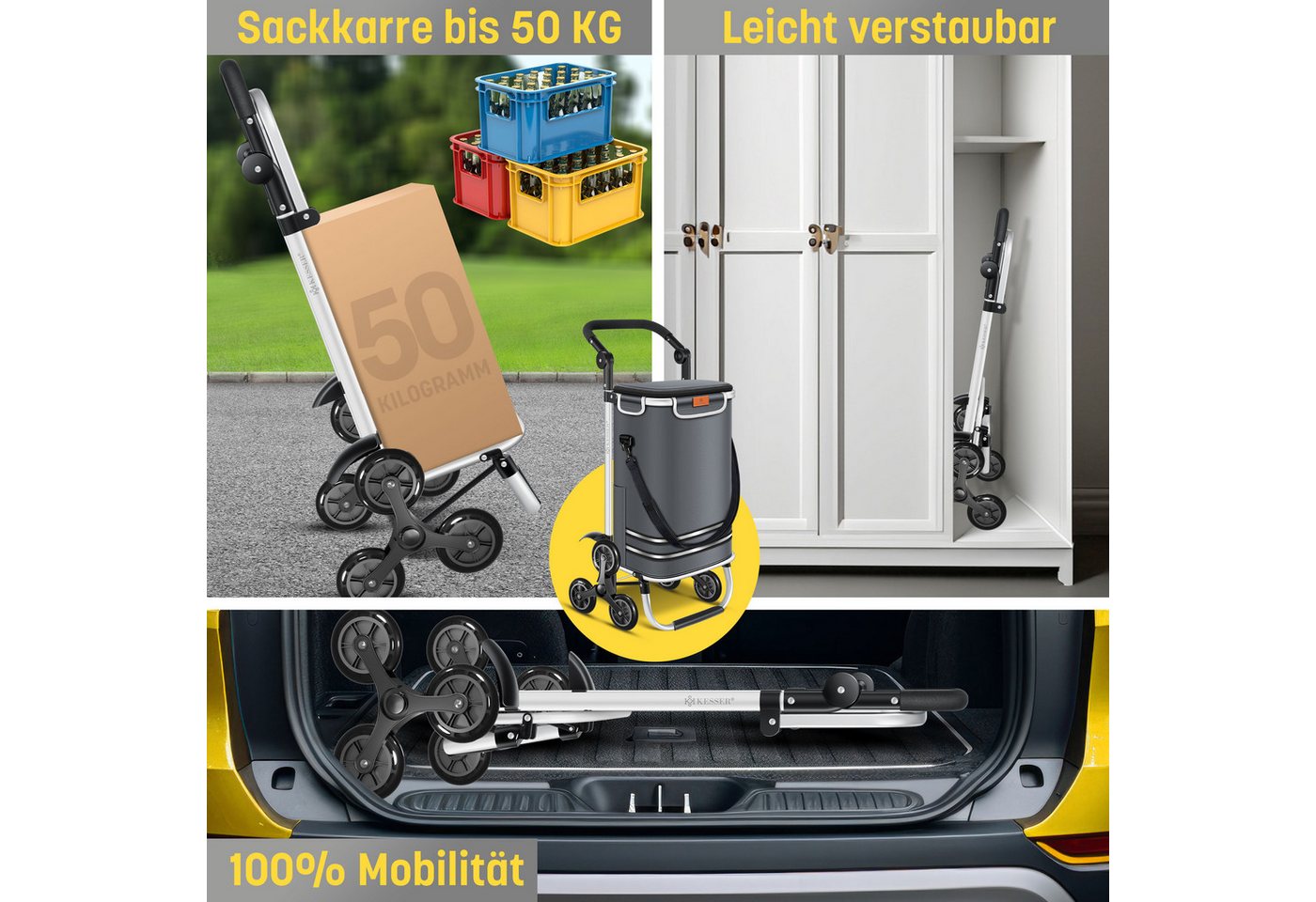 KESSER Einkaufstrolley, Einkaufstrolley mit Kühlfach ideal für Stufen belastbar bis 50kg – Bild 3 von 5