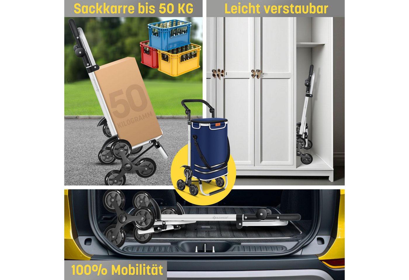 KESSER Einkaufstrolley, Einkaufstrolley mit Kühlfach ideal für Stufen belastbar bis 50kg – Bild 3 von 5
