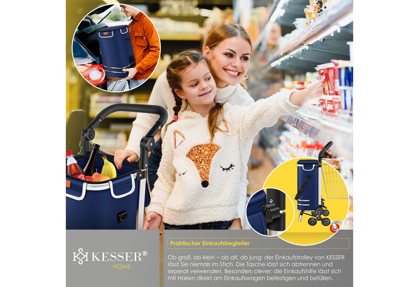 KESSER Einkaufstrolley, Einkaufstrolley mit Kühlfach ideal für Stufen belastbar bis 50kg – Bild 4 von 5