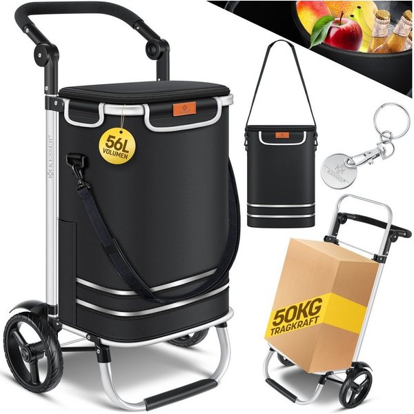 KESSER Einkaufstrolley, klappbar mit 56L Kapazität und belastbar bis 50 kg