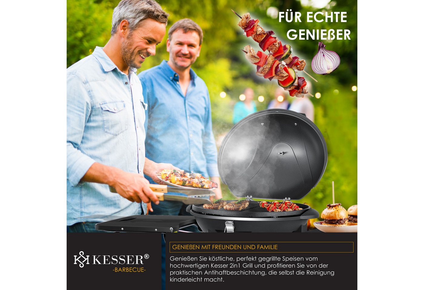 KESSER Elektro-Standgrill, elektrischer Elektrogrill 2in1 Tischgrill Standgrill Deckel – Bild 4 von 5