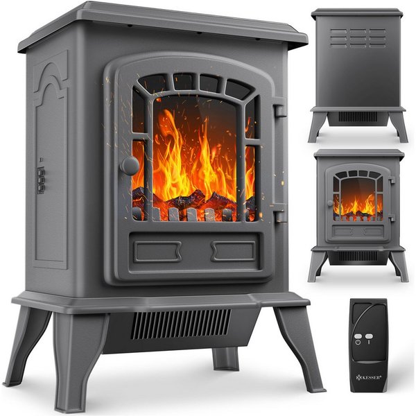 KESSER Elektrokamin 2 in 1, Heizfunktion, 3D Kaminfeuer-Effekt, mit zwei Heizstufen, Sicherheitsabschaltung, Thermostat Regler