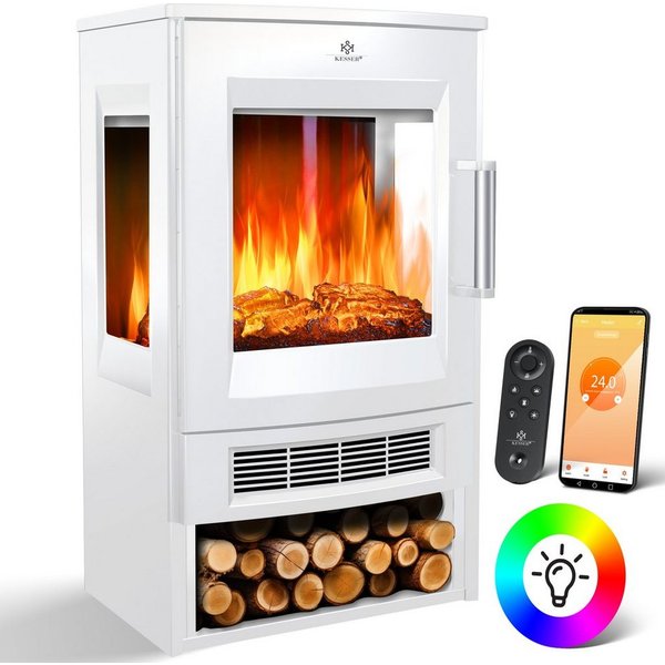 KESSER Elektrokamin, mit Heizung Panorama-Sichtfenster Heizlüfter 9 LED-Flammeneffekt