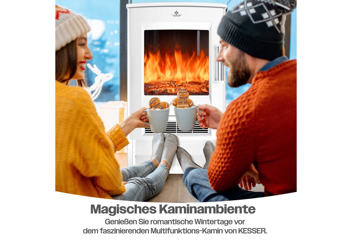 KESSER Elektrokamin, mit Heizung Panorama-Sichtfenster Heizlüfter 9 LED-Flammeneffekt – Bild 5 von 5