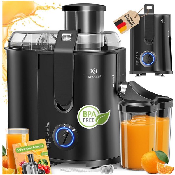KESSER Entsafter, 1100 W, Entsafter für Obst und Gemüse aus Edelstahl 1100W